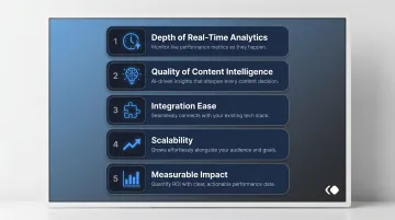 Five criteria for evaluating analytics and content insight platforms comparison infographic
