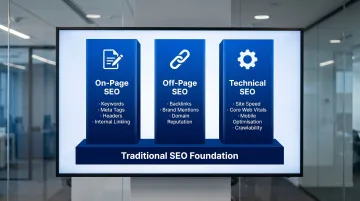 three core traditional SEO pillars on-page off-page and technical explained