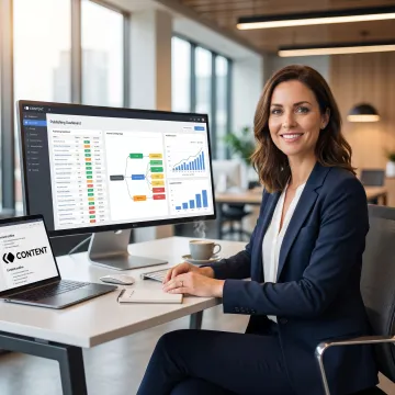 Content strategist reviewing AI search optimization data