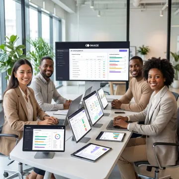 Team using AI content and analytics platform