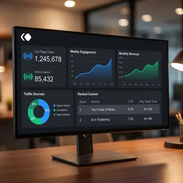 Live publisher performance dashboard with engagement metrics