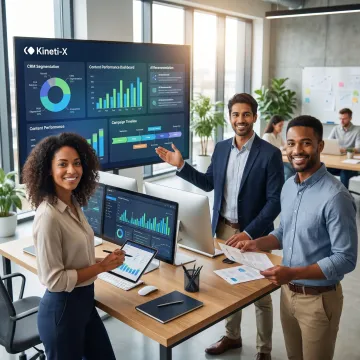 Team reviewing CRM-driven content strategy dashboard