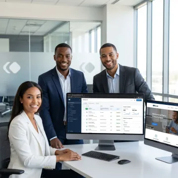 Financial content team using enterprise publishing software