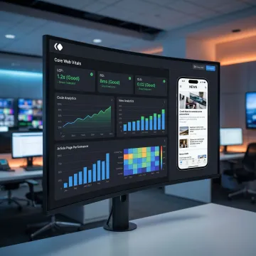 Dashboard showing Core Web Vitals for a news website