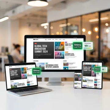 Fast-loading media website on multiple devices
