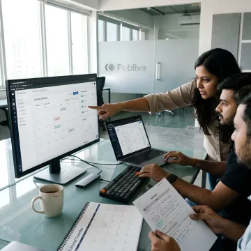 Team managing multi-channel publishing workflow