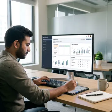 Enterprise CMS dashboard with analytics and workflow tools