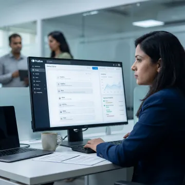 Modern enterprise CMS interface with analytics