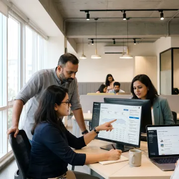 Team using AI content and analytics platform
