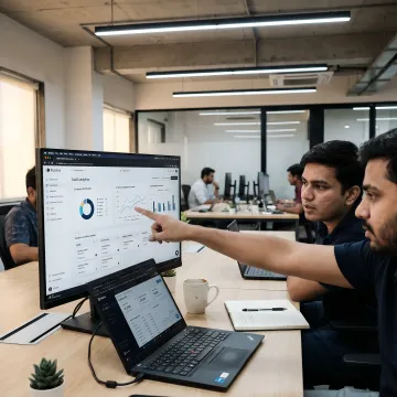 Team reviewing content distribution metrics