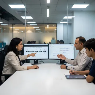 Content team using automated publishing workflow