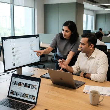 Team using an API-first CMS platform