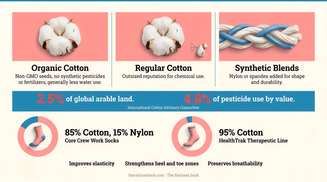 Cotton to nylon blend ratio comparison for core versus therapeutic sock lines
