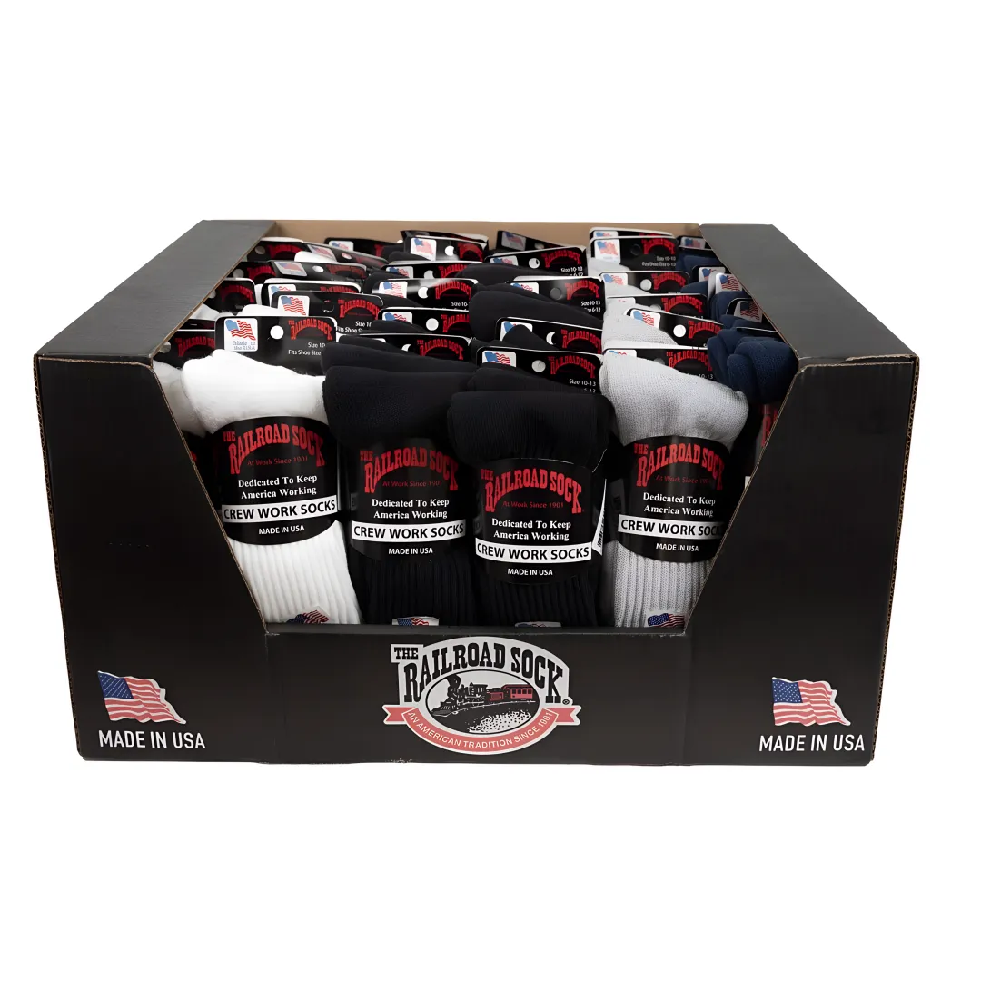 Bulk American-made socks prepared for retail supply