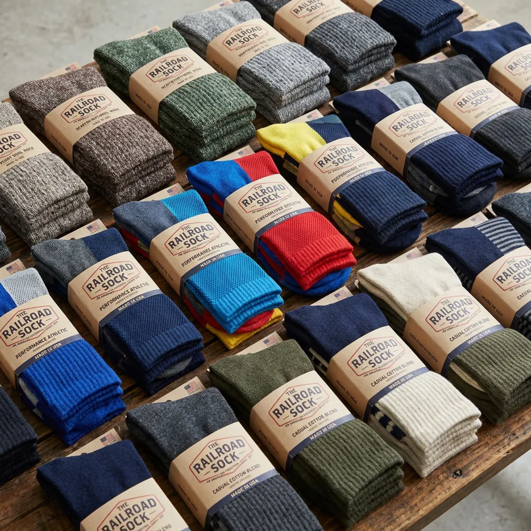 Bulk assortment of American-made work and lifestyle socks