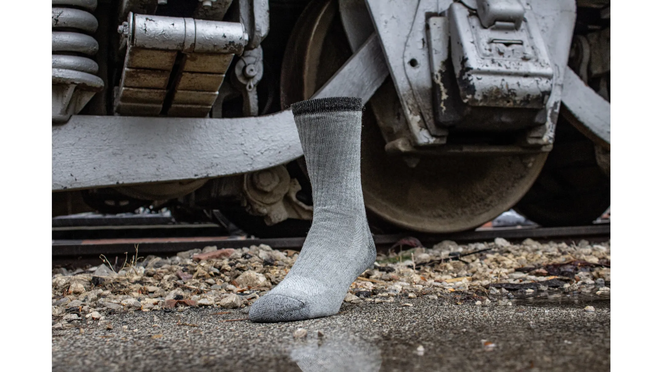 Railroad Sock Men's Merino Wool Crew Socks style 2965 showing full terry cushion foot and reinforced heel and toe
