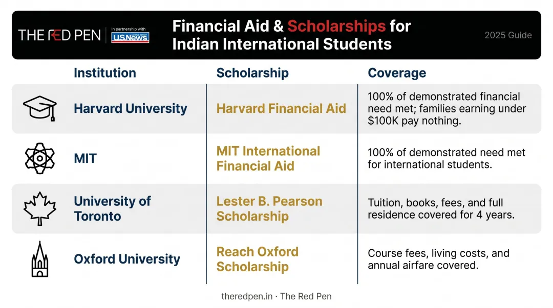 International student financial aid and scholarship comparison across Harvard MIT Oxford and University of Toronto
