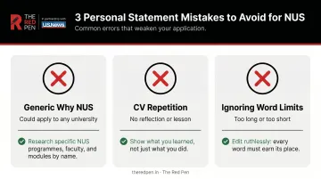 Three most common NUS personal statement mistakes to avoid comparison infographic