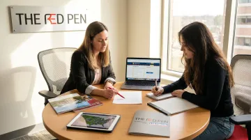 The Red Pen education consultants reviewing personalised university shortlist with student