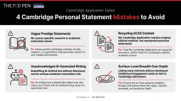 Four common Cambridge personal statement mistakes to avoid infographic
