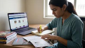 Student researching specific college programs faculty and campus community before interview