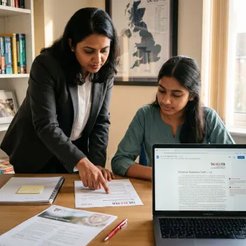 Student reviewing a UCAS personal statement draft