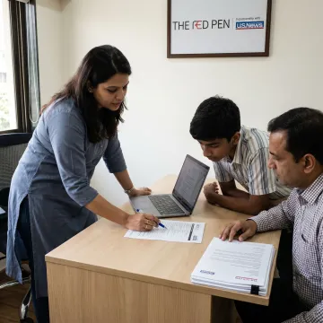 Consultant guiding student through UK university application steps