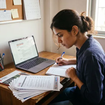 Student preparing a UK university CV template