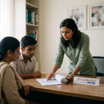 Counsellor helping student plan scholarship applications