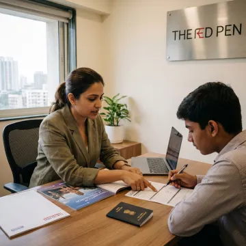 Student receiving UK university admission and visa guidance