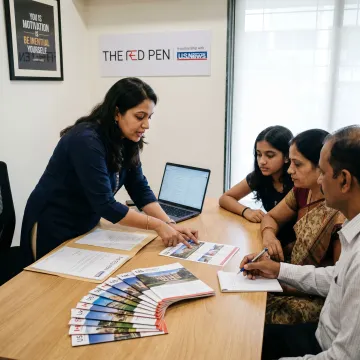 Admissions consultant advising a student in Ahmedabad