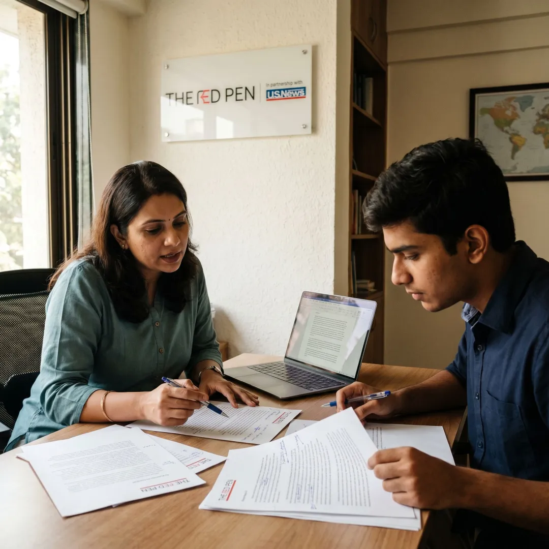Consultant reviewing a student personal statement draft