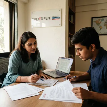 Consultant reviewing a student personal statement draft