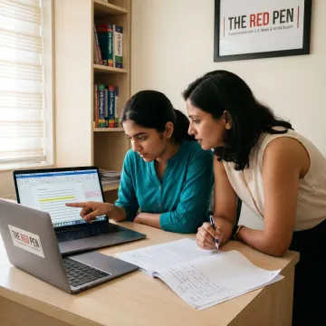 Student working with an admissions consultant on a personal statement