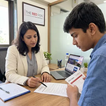 Consultant reviewing UK application plan with student