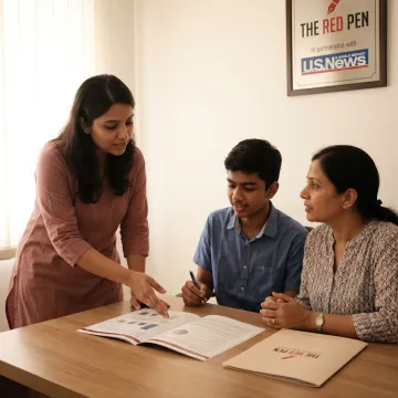 College counseling advisor helping student