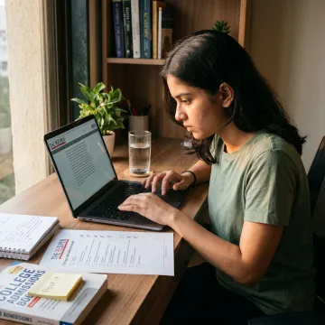 Undergraduate student working on application essay