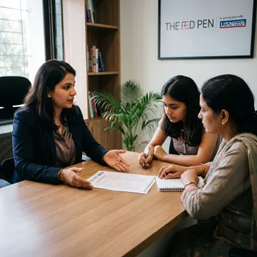Study abroad consultant advising a student