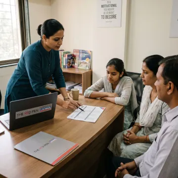 Consultant guiding student through overseas university applications