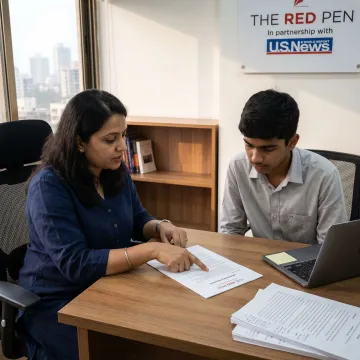 Admissions consultant planning a study abroad application with student