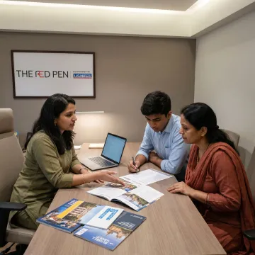 Study abroad consultant guiding a student in Kanpur