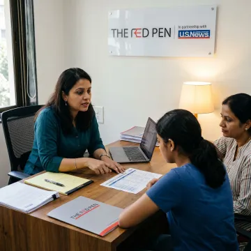 Consultant guiding a student through overseas university applications