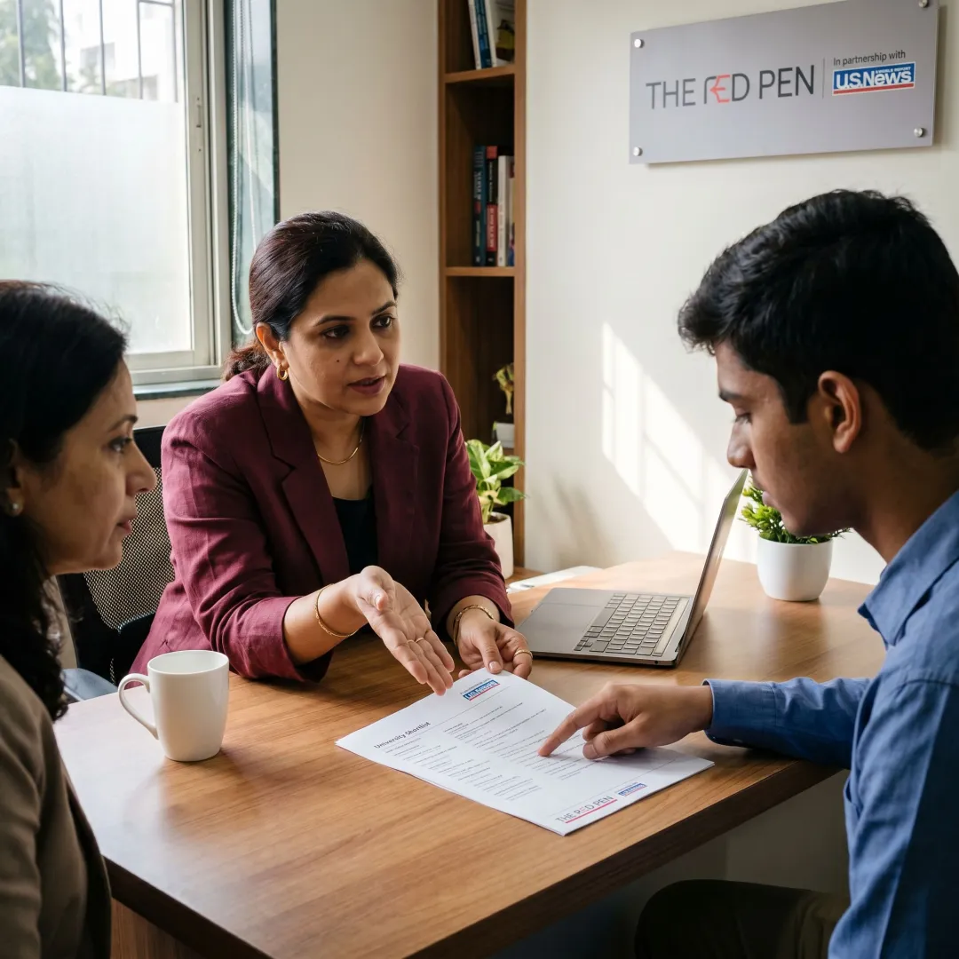 Consultant reviewing study abroad plan with student