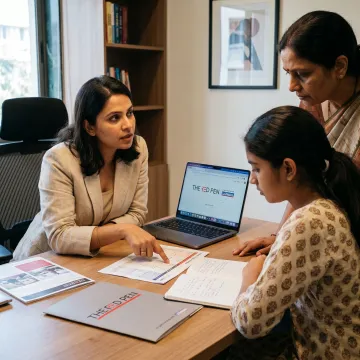 Consultant guiding a student through study abroad applications
