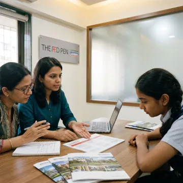 Counsellor reviewing university application roadmap