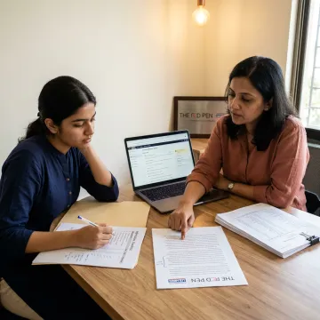 Student reviewing University of Georgia application documents