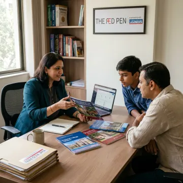 Overseas education consultant advising a student in India