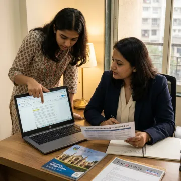 Student planning Ireland scholarship applications with counsellor