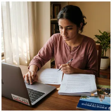 Indian student preparing a Johns Hopkins University application