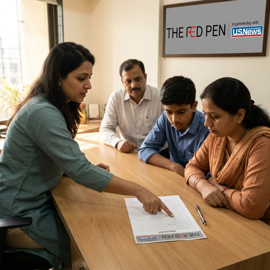 Counsellor guiding student through study abroad application steps